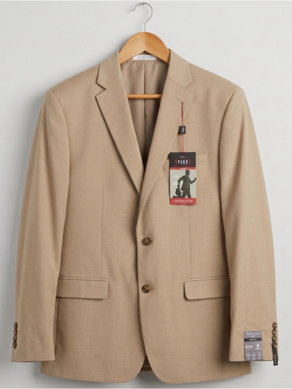 Van Heusen FLEX Slim Fit Blazer – 46R Tan Wrinkle-Free Performance – NWT